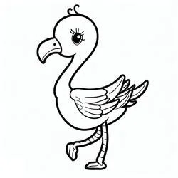 Coloriage Flamant Rose debout sur une patte