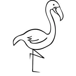Coloriage Flamant Rose debout sur une patte
