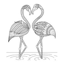 Coloriage Flamant Rose deux oiseaux formant un cœur