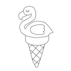 Coloriage Flamant Rose en cornet de glace