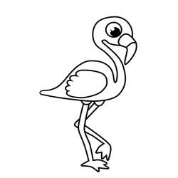 Coloriage Flamant Rose debout sur une patte