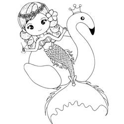 Coloriage Sirène et flamant rose