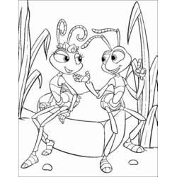 Coloriage Fourmi et son amie assises sur une feuille Coloriage Fourmi et son amie assises sur une feuille
