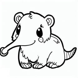 Coloriage Fourmilier assis avec son long museau