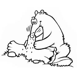 Coloriage Fourmilier mangeant une termitière