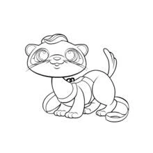 Coloriage Furet aux grands yeux et au corps rayé