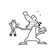 Coloriage Furet riant en tenant une grenouille