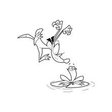 Coloriage Furet cartoon sautant au-dessus d'une grenouille