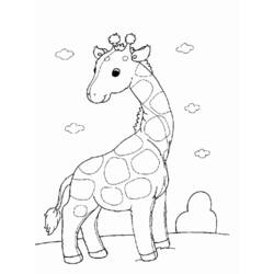Coloriage Girafe debout sous des nuages
