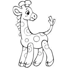 Coloriage Girafe bébé debout avec une queue touffue