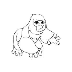 Coloriage Gorille accroupi sur ses pattes