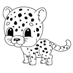 Coloriage Guépard bébé debout avec la queue enroulée