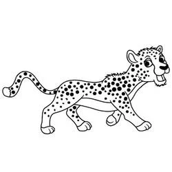 Coloriage Guépard marchant joyeusement