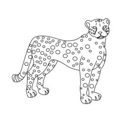 Coloriage Guépard debout couvert de taches rondes