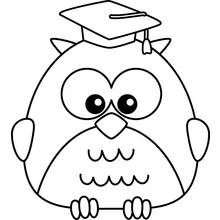 Coloriage Hibou portant un chapeau de diplômé