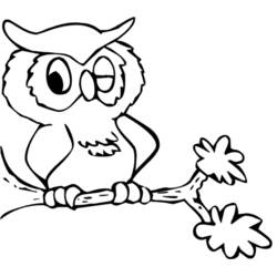 Coloriage Hibou perché avec un œil qui cligne