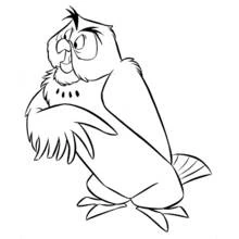 Coloriage Hibou debout avec des plumes touffues