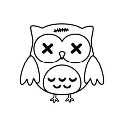 Coloriage Hibou aux yeux en croix façon zombie