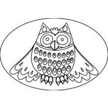 Coloriage Hibou aux yeux ronds dans un cadre ovale