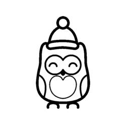 Coloriage Hibou avec un bonnet d'hiver
