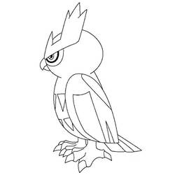 Coloriage Hibou Pokémon debout de profil
