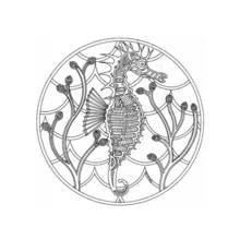 Coloriage Hippocampe dans un mandala circulaire décoratif