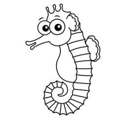 Coloriage Hippocampe aux grands yeux ronds