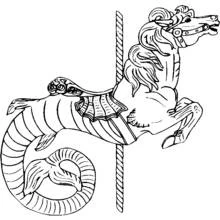 Coloriage Hippocampe cheval de carrousel à queue enroulée