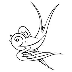 Coloriage Hirondelle en vol ailes déployées