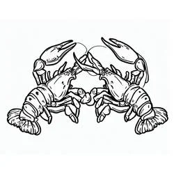 Coloriage Homard duo se faisant face pinces levées