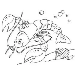 Coloriage Homard nageant sous l'eau