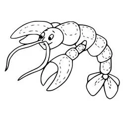 Coloriage Homard aux grosses pinces et longues antennes