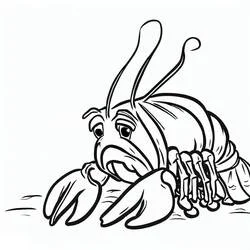 Coloriage Homard avec une expression triste