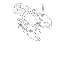 Coloriage Homard aux grosses pinces et longues antennes