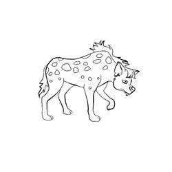 Coloriage Hyène marchant avec un pelage tacheté