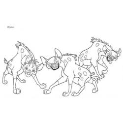 Coloriage Hyène trio marchant ensemble