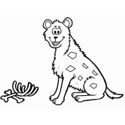 Coloriage Hyène souriante à côté d'un tas d'os