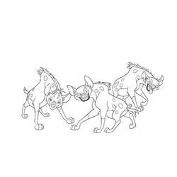 Coloriage Trois hyènes marchant ensemble