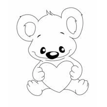 Coloriage Koala tenant un grand cœur Coloriage Koala tenant un grand cœur