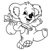 Coloriage Koala en balade avec un baluchon Coloriage Koala en balade avec un baluchon