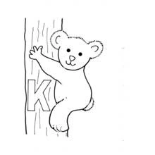 Coloriage Koala grimpant sur un tronc d'arbre avec la lettre K Coloriage Koala grimpant sur un tronc d'arbre avec la lettre K