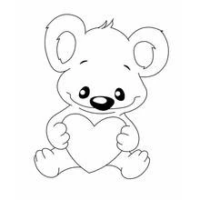 Coloriage Koala tenant un grand cœur Coloriage Koala tenant un grand cœur