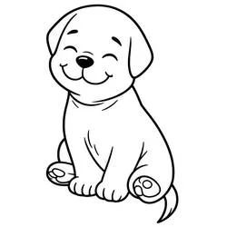 Coloriage Labrador chiot assis avec un grand sourire