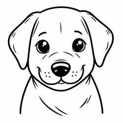 Coloriage Labrador visage souriant en gros plan