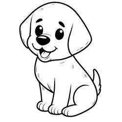 Coloriage Labrador chiot assis et souriant