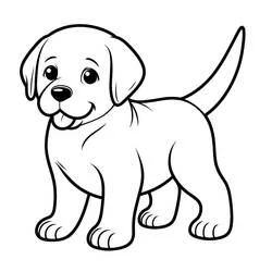 Coloriage Labrador chiot debout la queue levée