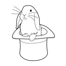 Coloriage Lapin sortant d'un chapeau de magicien