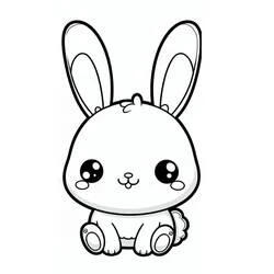 Coloriage Lapin Kawaii aux grandes oreilles