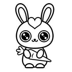 Coloriage Lapin Kawaii tenant une carotte