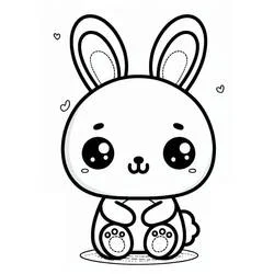 Coloriage Lapin Kawaii assis aux grands yeux